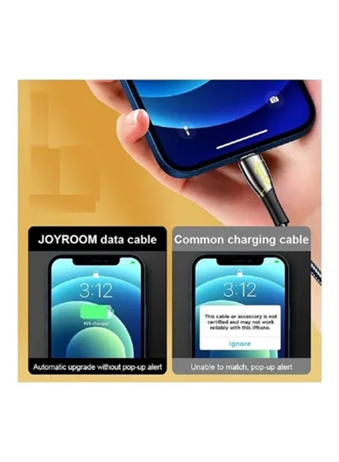 جوي روم كابل بطول 1.2 متر من سبيكة الزنك والنايلون بتصميم مضفر وتيار 5 أمبير لشاحن فائق السرعة ومنفذ Type-C أسود - Image 3