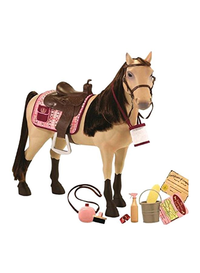 Our Generation Posable Cheval Flexible Morgan Horse With Brown Saddle And Grooming Accessories 46cm  - Image 2