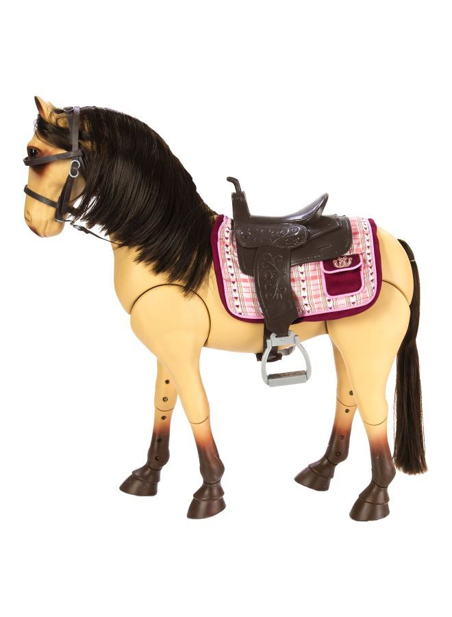Our Generation Posable Cheval Flexible Morgan Horse With Brown Saddle And Grooming Accessories 46cm  - Image 3