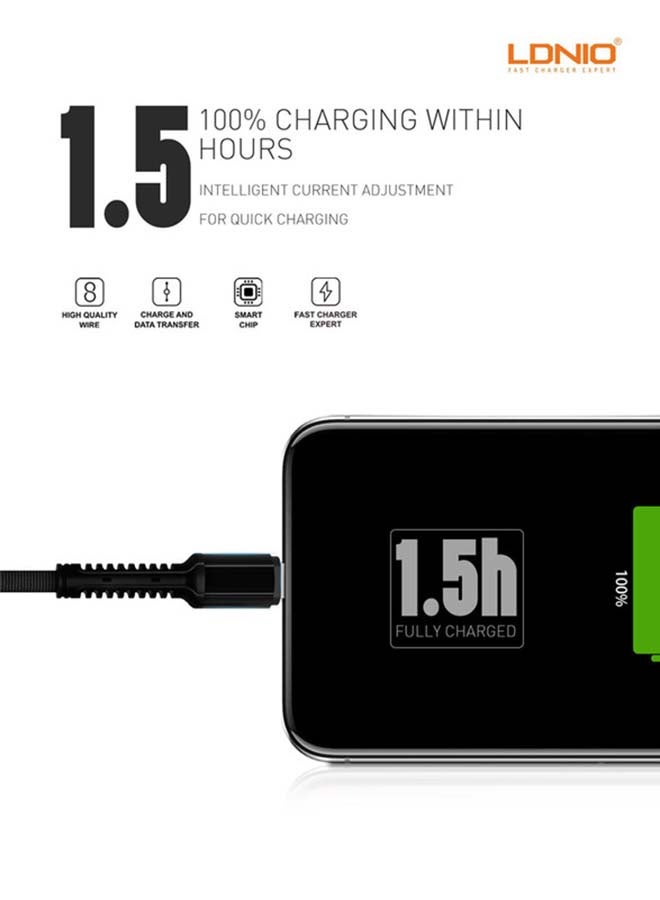 LDNIO - Lightning To USB Data Sync And Charging Cable For Apple iPhone Red/Black - Image 1
