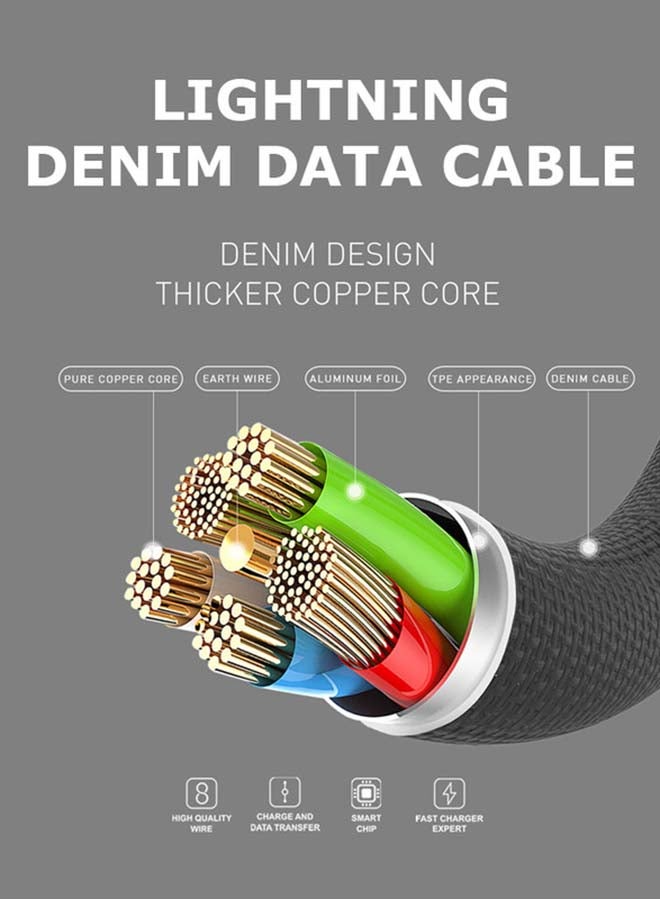 LDNIO - Lightning To USB Data Sync And Charging Cable For Apple iPhone Red/Black - Image 1
