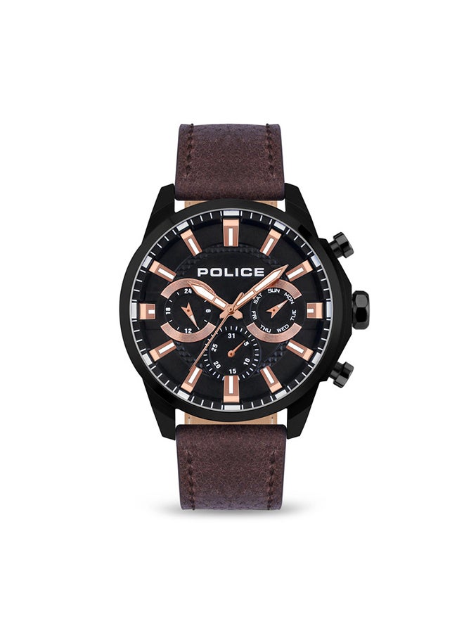 POLICE - Men's Menelik Chronograph Leather Wrist Watch PEWJF2204204 - 46mm - Brown - Image 1