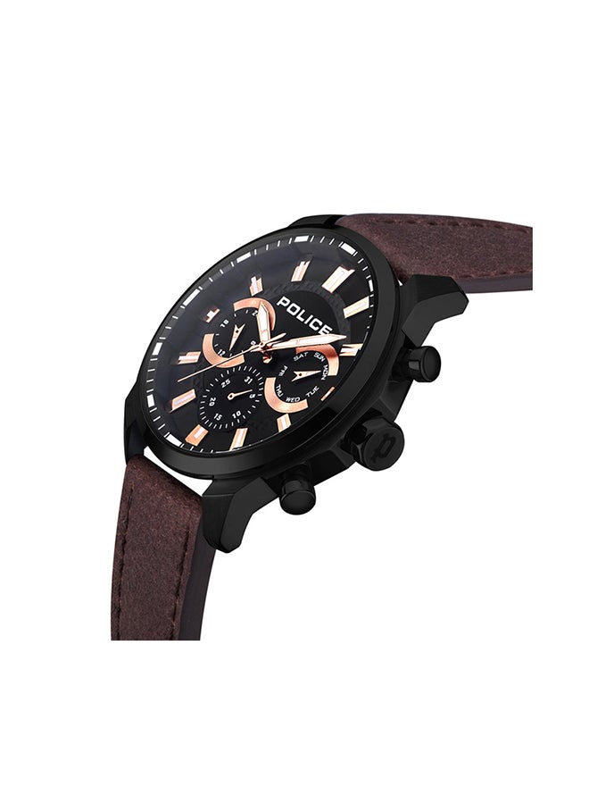 POLICE - Men's Menelik Chronograph Leather Wrist Watch PEWJF2204204 - 46mm - Brown - Image 1