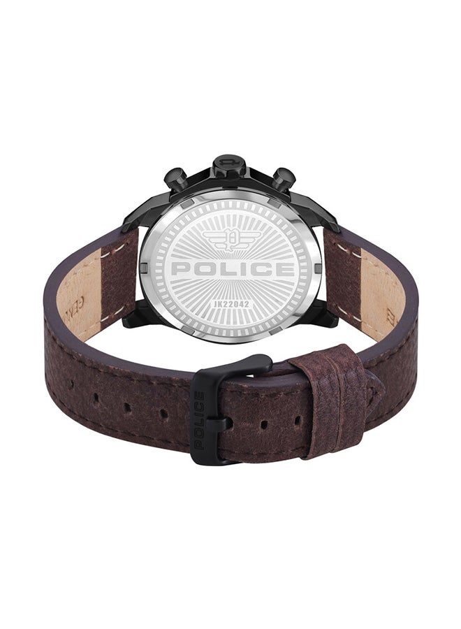 POLICE - Men's Menelik Chronograph Leather Wrist Watch PEWJF2204204 - 46mm - Brown - Image 1
