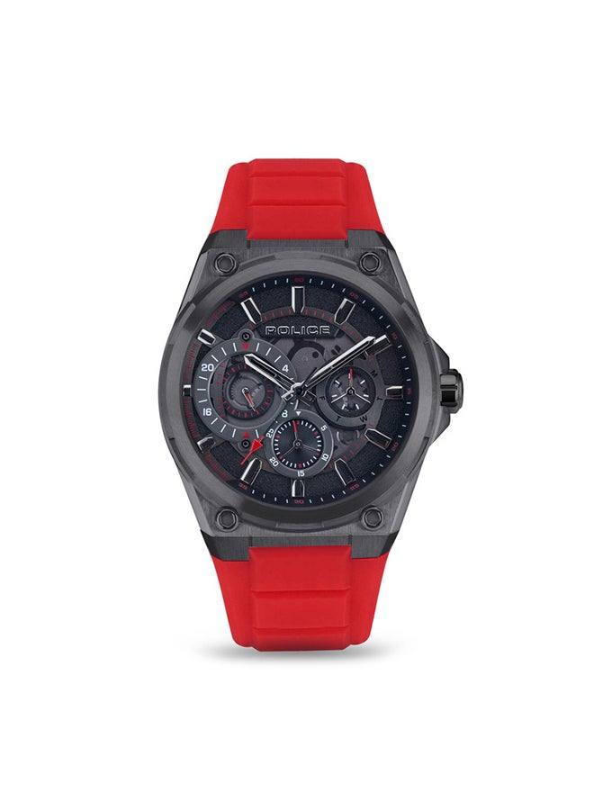 POLICE Men's Salkantay Chronograph Silicone Wrist Watch PEWJQ2203203 - 45mm - Red  - Image 1