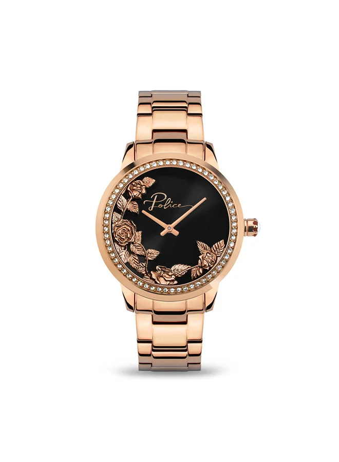 POLICE Police Camii Analogue Quartz Movement Black Dial with Rose Gold Bracelet Watch for Women - PEWLG2202204