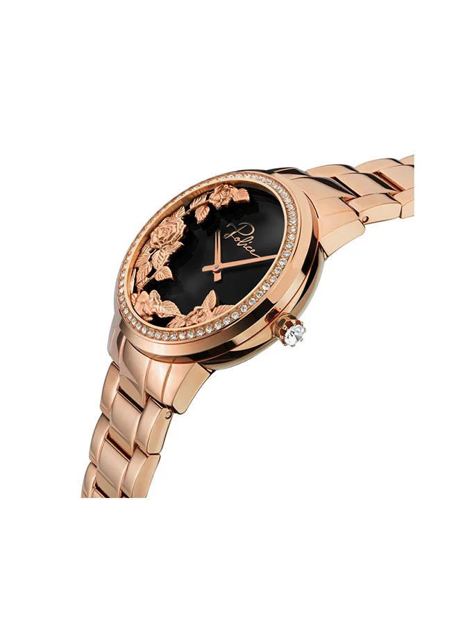 POLICE Police Camii Analogue Quartz Movement Black Dial with Rose Gold Bracelet Watch for Women - PEWLG2202204