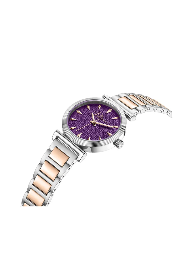 POLICE Police Yeni Analogue Quartz Movement Satin Purple Dial with Silver and Rose Gold Plated Bracelet Watch for Women - PEWLG2202540