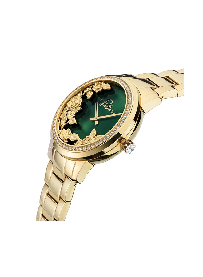 POLICE Police Camii Analogue Quartz Movement Green Dial with Gold Plated Bracelet Watch for Women - PEWLG2202203