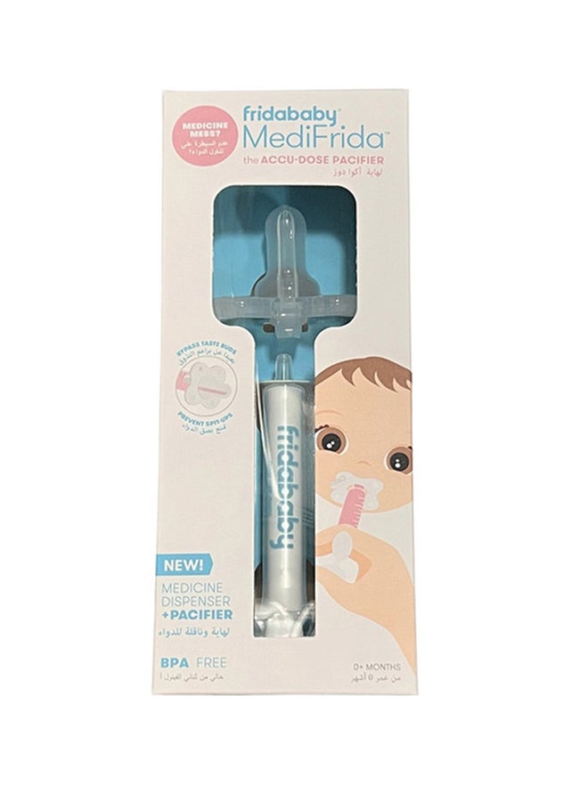fridababy Medifrida Accu-Dose Pacifier | Made in USA | No-Mess Medicine Dispenser for Babies | Spit-Up Prevention | BPA-Free | Accurate Dosing with Oral Syringe | Infant Safe - Image 1