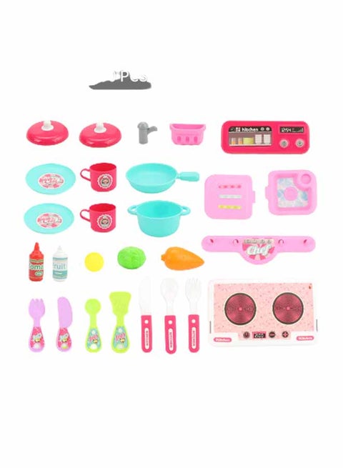 30-Piece Kitchen Playset Chef's Bag For All Purpose Professional Cookware Playset 23 x 14 x 26.5cm