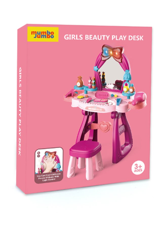 mumbo Jumbo 36-Piece Of Makeup Accessories Girl's Beauty Play Desk With  Tools, Music And Light Feature Installed For Fun Filled Pretend Play Makeup 57 x 29 x 69.5cm  - Image 5