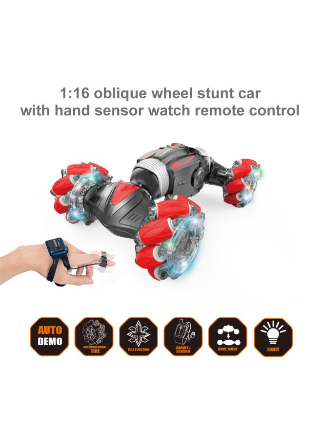 mumbo Jumbo - 1:16 Oblique Wheel Stunt Remote Control Car With Hand Sensor Watch Remote Control, With 360 Degree Rotation And Flip, High Speed 29 x 18 x 8cm - Image 1