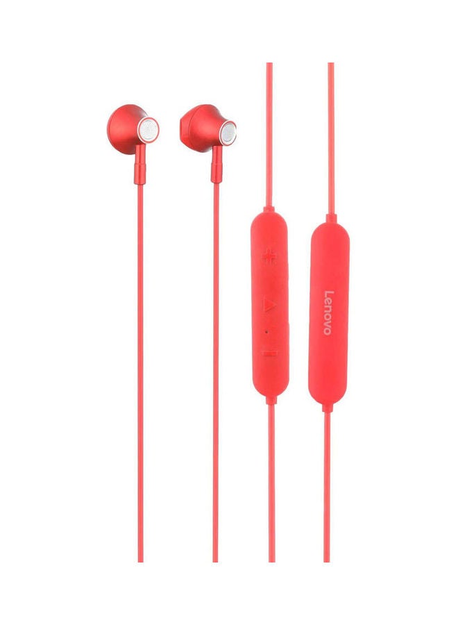 Lenovo He02 Wireless Neckband Earphones With Microphone Red