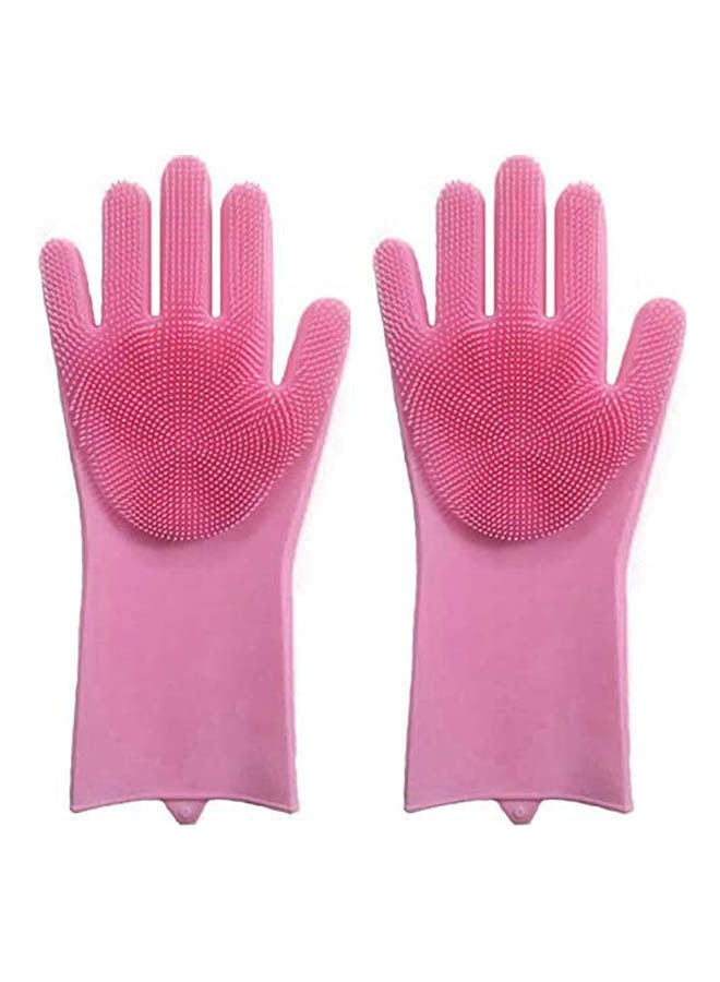 Dish Washing Gloves With Scrbbers Magic Pink - Image 1