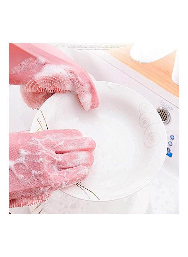 Dish Washing Gloves With Scrbbers Magic Pink - Image 2