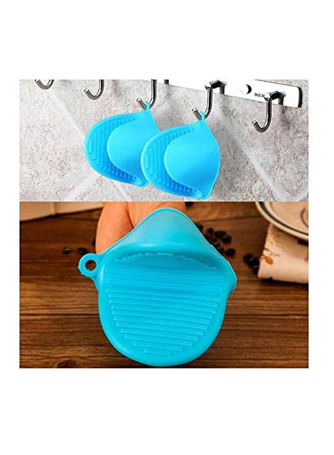 Generic - Cake Bakeware Heat Resistant Silicone Oven Glove Short Finger Hand Clip Oven Mitt Convenient Pot Holder Light BLue - Image 1