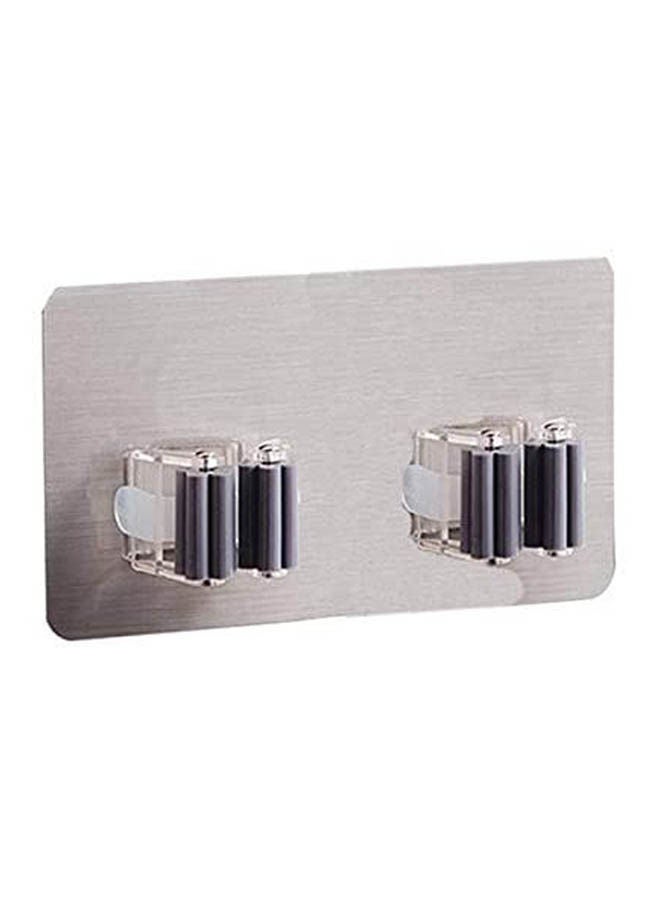 Double Broom Mop Holder- Self Adhesive Wall Mount Gripper And Organizer Multicolour  - Image 1