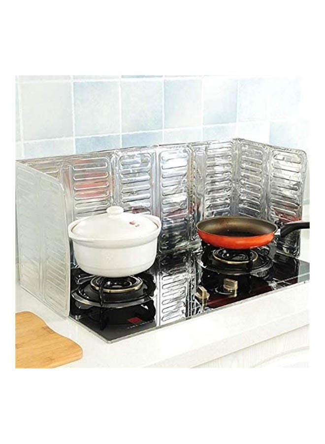 Kitchen Stove Foil Plate Prevent Oil Splash Cooking Baffle Silver - Image 2
