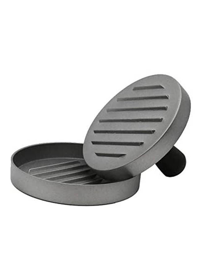 1 Set 12Cm Nonstick Coating Round Shape Hamburger Press Alloy Hamburger Meat Beef Grill Burger Press Patty Maker Silver - Image 1