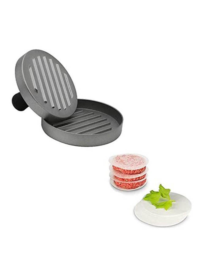 1 Set 12Cm Nonstick Coating Round Shape Hamburger Press Alloy Hamburger Meat Beef Grill Burger Press Patty Maker Silver - Image 2