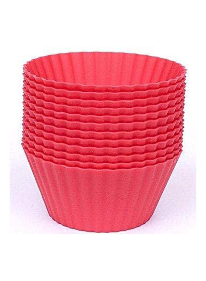 12 Silicone Cupcake Baking Molds Cases Pink