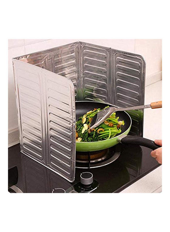 1Pcs Kitchen Stove Foil Plate Gas Stove Baffle Plate Foil Frying Oil Splash Guard Cooking Cover Silver