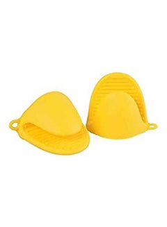 ماركة غير محددة 2 Pcs Kitchen Cooking Insulated Gloves Non-Slip Yellow 