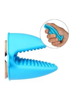 ماركة غير محددة 2Pc Oven Heat Resistant Microwave Gloves Oven Mitt Non-Slip Cooking Pinch Gripper Skid Blue  - Image 2