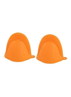 ماركة غير محددة 2Pcs Creative Anti Scald Microwave Oven Gloves Silica Gel High Temperature Resistant Gloves Kitchen Cooking Orange 
