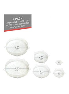 6 Pack Stretch Lids Reusable Food Storage Covers Expandable Food Wrap Set White - v1651923027/N53276134A_1