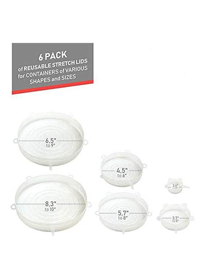 6 Pack Stretch Lids Reusable Food Storage Covers Expandable Food Wrap Set White 