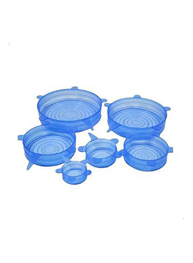 6 Pieces Reusable Kitchen Tools Bowl Cover Pan Lid -Premium Stretch Silicone Lids- Stretch Silicone Bowl Lid Blue 
