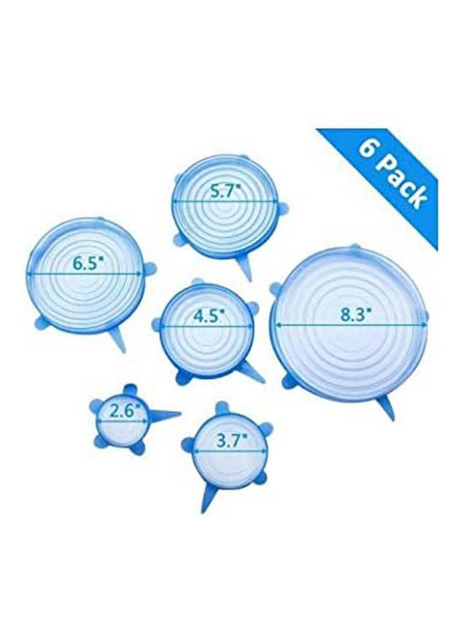 6-Piece Heat Resisting Freezable Microwavable Stretch Lids Food Save Cover Blue