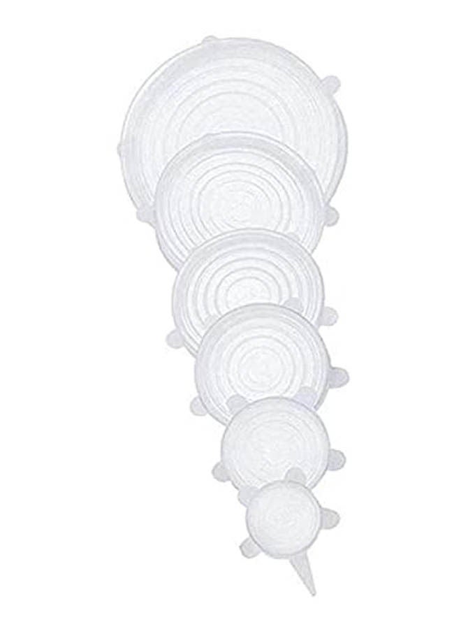 6Pcs/Set Lid Spill Stopper Universal Suction Lid-Bowl Cover Kitchen Pan Lids White
