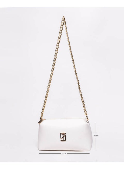 Casual Solid Leather Cross Bag White