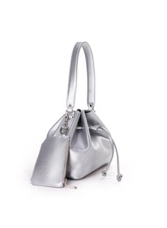 Silvio Torre Casual Solid Leather Handbag Silver  - Image 3