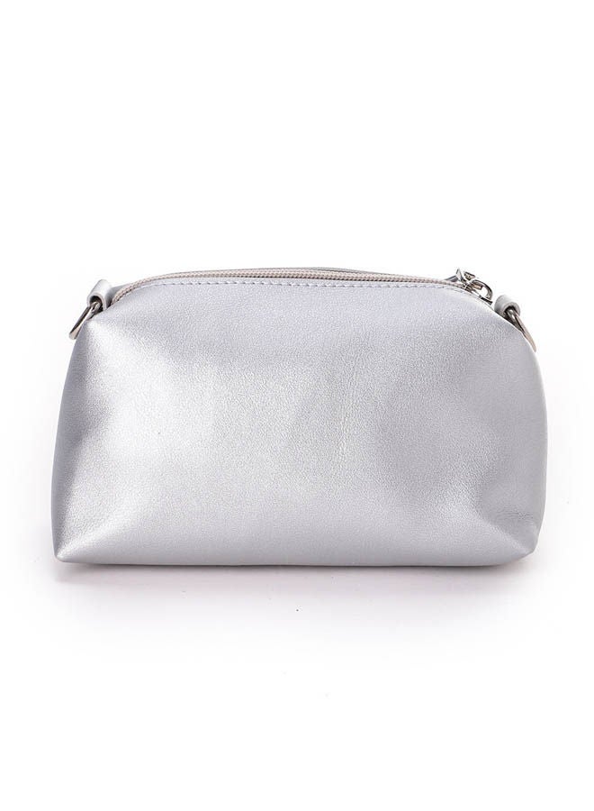 Silvio Torre Casual Solid Leather Handbag Silver  - Image 4