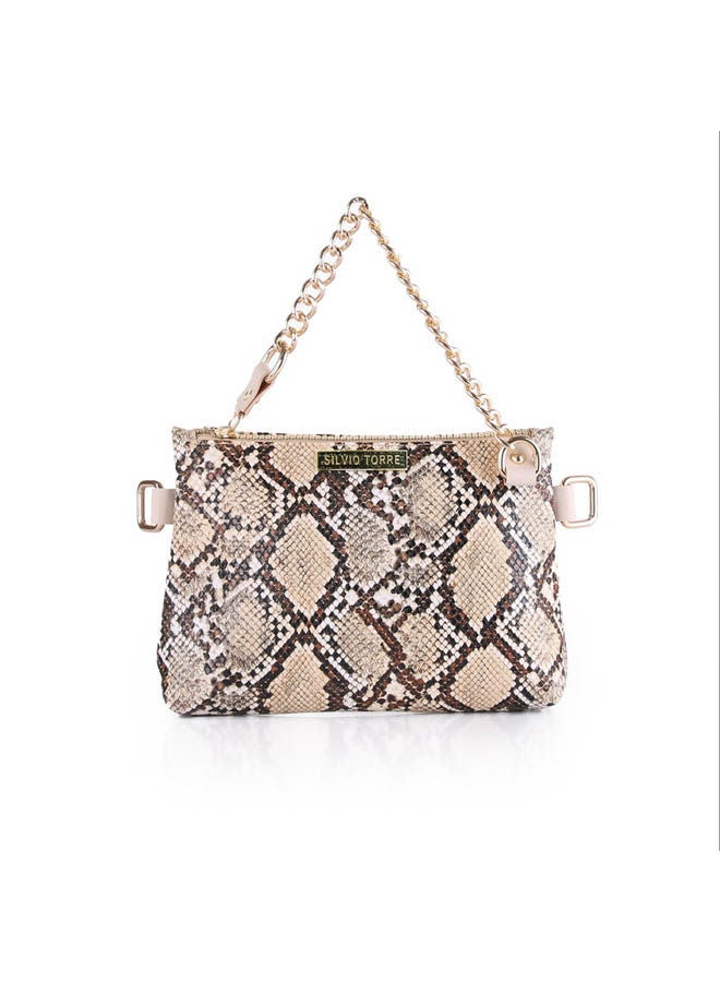 Silvio Torre Casual Snake Skin Leather Waist Bag Beige Snake  - Image 3