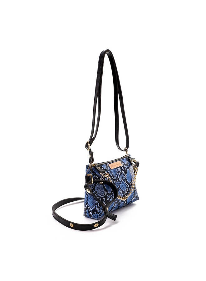 Silvio Torre Casual Snake Skin Leather Waist Bag Blue Snake  - Image 3