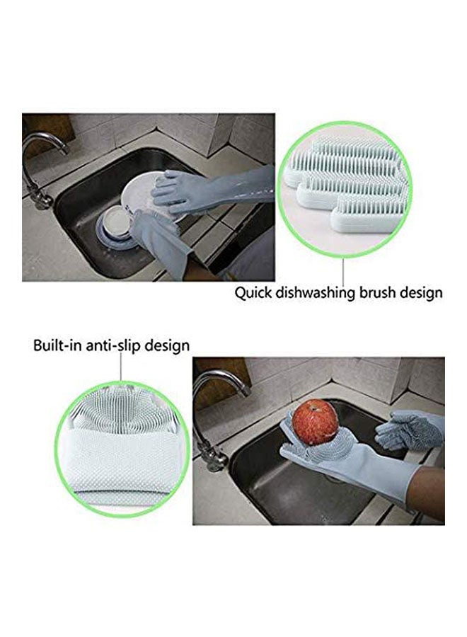 Silicone Gloves Dishwashing Cleaning Brush Silver  - Image 2