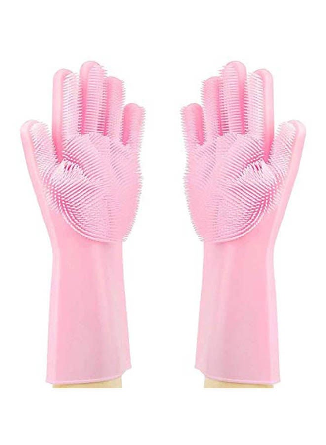 Silicone Scrubbing Gloves, Scrubber Cleaning Pink  - Image 1