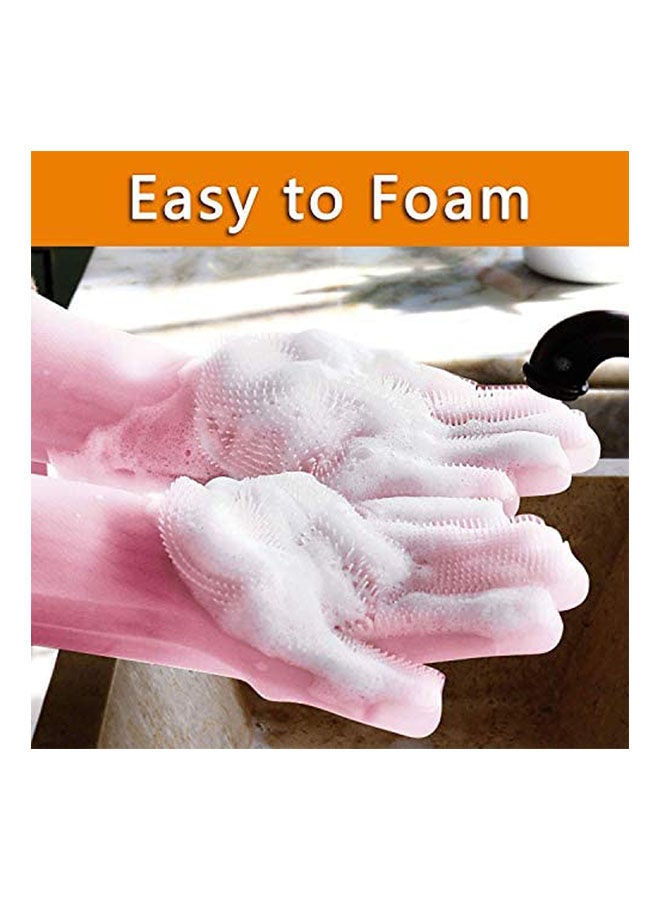 Silicone Scrubbing Gloves, Scrubber Cleaning Pink  - Image 2