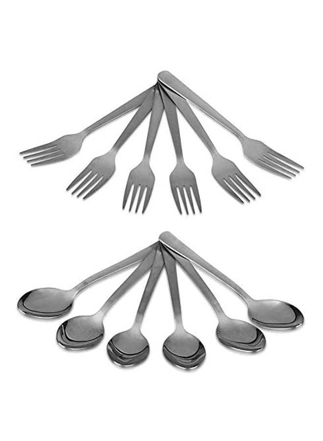 Spoon & Fork Set 48 Pieces Silver 