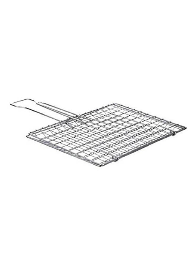 ماركة غير محددة Mini Grill Net With 10 Handle Chrome Stainless Coating Silver 40cm 