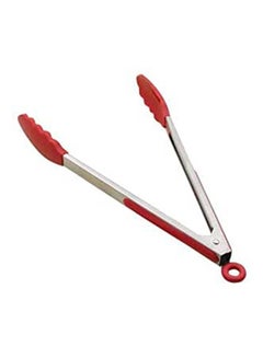 Generic Serving Salad Bbq Tongs Stainless Steel Handle Utensil Silicone Red 