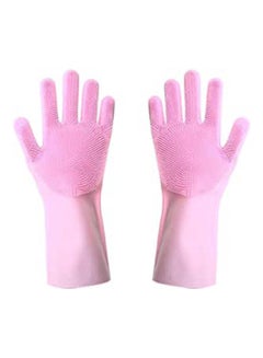 ماركة غير محددة Silicon Pair Of Gloves Wearing Comfortable For Kitchen Pink 