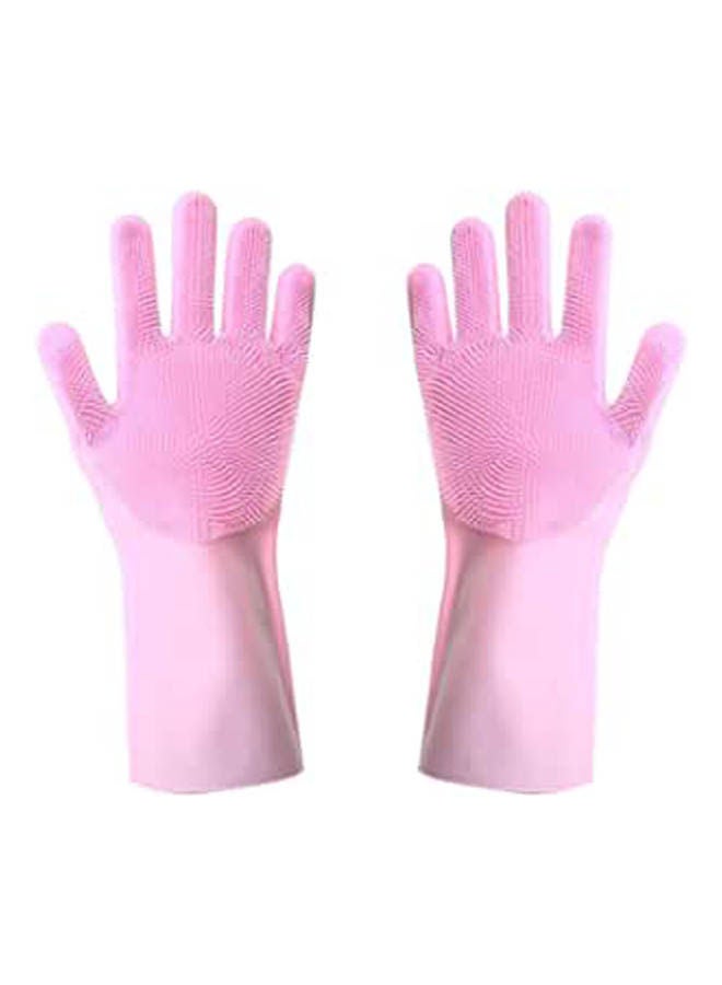 Silicon Pair Of Gloves Wearing Comfortable For Kitchen Pink