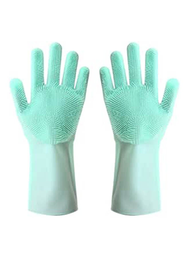 Silicon Pair Of Gloves Wearing Comfortable For Kitchen Blue