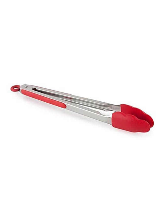 Silicone Stainless Steel Handle Kitchen Cooking Salad Bbq Tongs Red